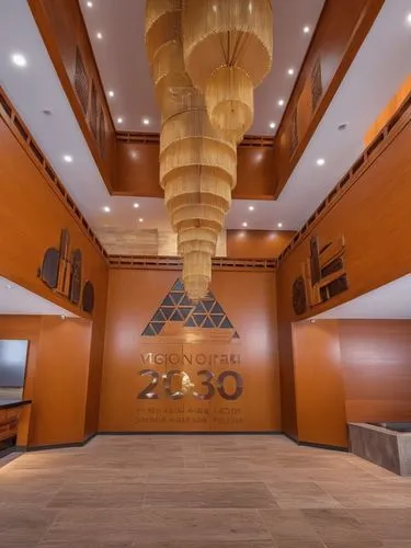 2 wooden door at the corner of elevation 
 ,the entrance to the auditorium during a conference,ufo interior,spaceship interior,corporate jet,conference room,train car,humidor,lobby,contemporary decor,