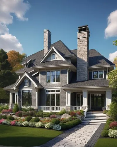 hovnanian,new england style house,luxury home,3d rendering,beautiful home,landscaped,large home,country estate,home landscape,homebuilder,homebuilding,modern house,townhomes,exterior decoration,homebuilders,floorplan home,golf lawn,mcmansions,duplexes,netherwood,Illustration,American Style,American Style 14