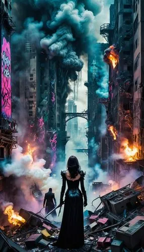 apocalyptic,dystopian,destroyed city,apocalypse,dystopia,dystopias,Illustration,Realistic Fantasy,Realistic Fantasy 46