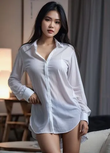 active shirt,in a shirt,bia hơi,see-through clothing,cotton top,phuquy,white shirt,premium shirt,vietnamese,long-sleeved t-shirt,plus-size model,blouse,shirt,asian woman,asian girl,chio,tshirt,undershirt,white clothing,filipino,Photography,General,Natural