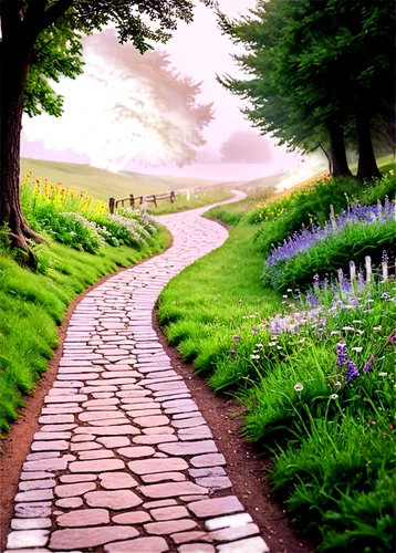 pathway,springtime background,forest path,walking in a spring,cartoon video game background,the path,stroll,spring background,the mystical path,paths,landscape background,wooden path,hiking path,walk,blooming field,chemin,watercolor background,lavender field,path,lavender fields,Art,Classical Oil Painting,Classical Oil Painting 19