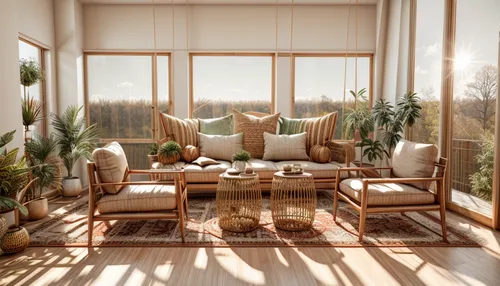 Realistic render. Living room. Natural lighting. Green Interior. Traditional theme. Sun room. Trees outside window. ,wooden windows,livingroom,living room,sitting room,home interior,the living room of