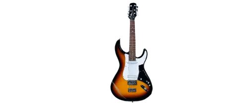 Electric guitar, shiny body, chrome hardware, brown leather strap, musician's hand holding neck, fingers pressing fretboard, silver strings, vibrant colors, spotlight shining, 3/4 composition, soft fo