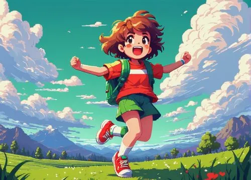 little girl running,little girl in wind,flying girl,ponyo,arrietty,chihiro,kids illustration,wander,chako,wayforward,children's background,springtime background,mineko,running,adventuress,mabel,hiker,game art,game illustration,pines,Conceptual Art,Oil color,Oil Color 12