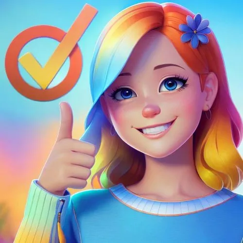 the character is wearing a blue dress with a flower on it,tiktok icon,pencil icon,vector girl,flat blogger icon,tumblr icon,lucie,Common,Common,Cartoon