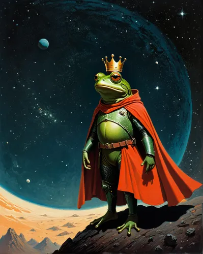 frog king,frog prince,frog background,emperor of space,frog man,man frog,kermit,king caudata,frog through,bullfrog,true frog,green frog,kermit the frog,wallace's flying frog,king ortler,woman frog,frog,bull frog,amphibian,bufo,Conceptual Art,Sci-Fi,Sci-Fi 17