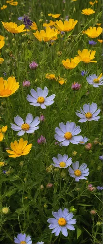 blue daisies,flower meadow,barberton daisies,blanket flowers,blanket of flowers,meadow flowers,field of flowers,wildflower meadow,summer meadow,wildflowers,flowering meadow,meadow daisy,cosmos flowers,australian daisies,flowers field,cosmos field,african daisies,daisies,wild flowers,daisy flowers,Conceptual Art,Oil color,Oil Color 12