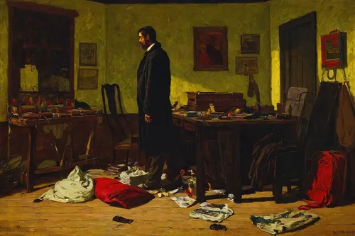 shoemaker,man with a computer,cordwainer,self-portrait,the consignment,tailor,consulting room,the sale,watchmaker,wade rooms,meticulous painting,art dealer,vanitas,paintings,the collector,lacquer,lev lagorio,italian painter,partiture,spectator,Conceptual Art,Oil color,Oil Color 02