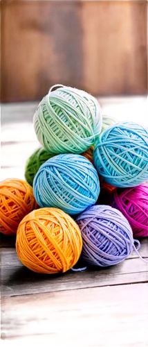 Colorful yarn balls, assorted pastel colors, soft fluffy texture, cotton material, random tangled threads, wooden table surface, warm natural light, shallow depth of field, 3/4 composition, macro shot