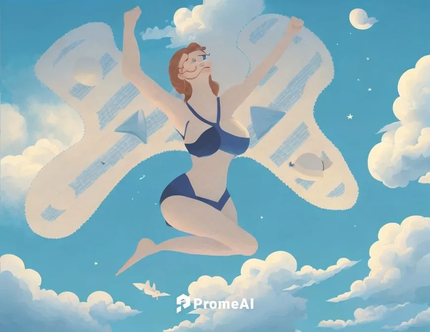 the background is sky and clouds,horoscope libra,the zodiac sign pisces,flying trapeze,weightless,aquarius,zodiac sign libra,aerialist,virgo,flying girl,wind vane,horoscope pisces,art deco woman,fairi