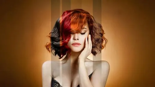 an attractive young woman with red hair posing against an orange background,anchoress,rousse,ceremonials,goldfrapp,red head,redhair