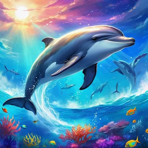 dolphin background,oceanic dolphins,bottlenose dolphins,tursiops,wyland,bottlenose dolphin,delphinus,dolphins,dauphins,dolphin,dusky dolphin,cetaceans,cetacean,dolfin,dolphins in water,ocean background,delfin,cetacea,two dolphins,northern whale dolphin,Illustration,Realistic Fantasy,Realistic Fantasy 01