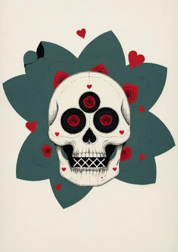 skull  with rose eyes representing love. love all over ,Love for Silence,floral skull,skull allover,calavera,calaverita sugar,skull and crossbones,flowers png,Illustration,Abstract Fantasy,Abstract Fa