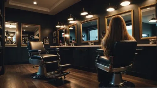 girl in a beautiful hair salon,the long-hair cutter,salon,hairdressing,management of hair loss,hairdressers,beauty room,beauty salon,hairdresser,barber chair,barber shop,british semi-longhair,barbersh