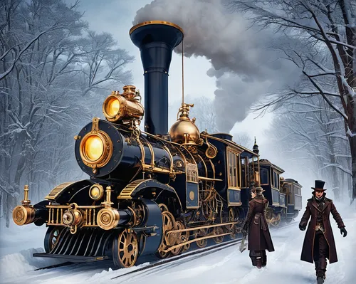 steam special train,winter service,santa claus train,steam train,the train,steam locomotives,steam locomotive,steam engine,merchant train,ghost locomotive,animal train,charter train,wooden train,coaches and locomotive on rails,train,full steam,steam roller,christmas carol,steam railway,train wagon,Conceptual Art,Fantasy,Fantasy 25