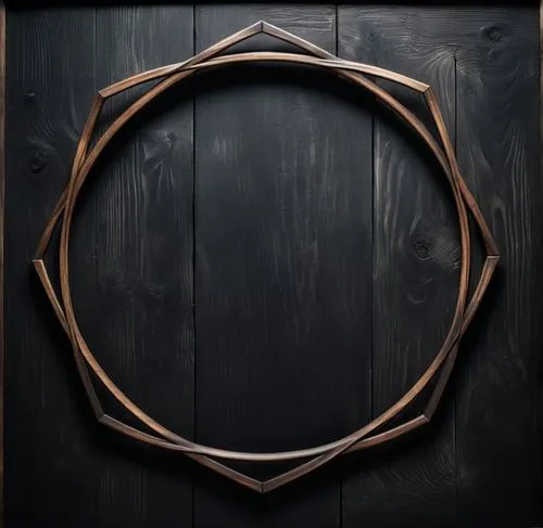 A frame made of wood against a white background,a wooden circle that is on the side of a wall,circle shape frame,wooden rings,semi circle arch,round frame,circular puzzle,oval frame,Conceptual Art,Fan