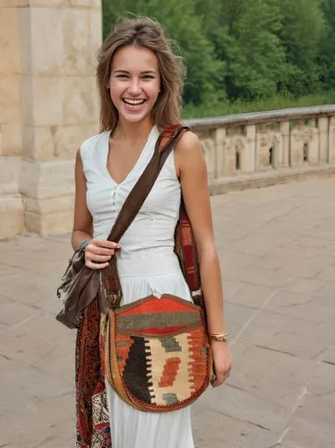 ceinture,purse,travel woman,handbag,macedonian,ostapenko,Female,Eastern Europeans,Disheveled hair,Youth adult,M,Happy,Boho-chic