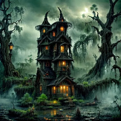 witch house,witch's house,the haunted house,haunted house,haunted castle,house in the forest,ghost castle,creepy house,tree house,treehouses,dreamhouse,blackmoor,treehouse,fantasy picture,ravenloft,halloween background,lonely house,fairy house,ancient house,hauntings