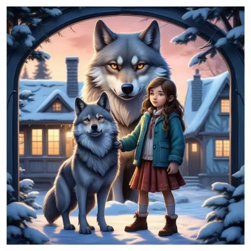 girl with wolf on snowy day,wolfgramm,wolfsthal,wolf couple,winterfell,wolfsschanze,aleu