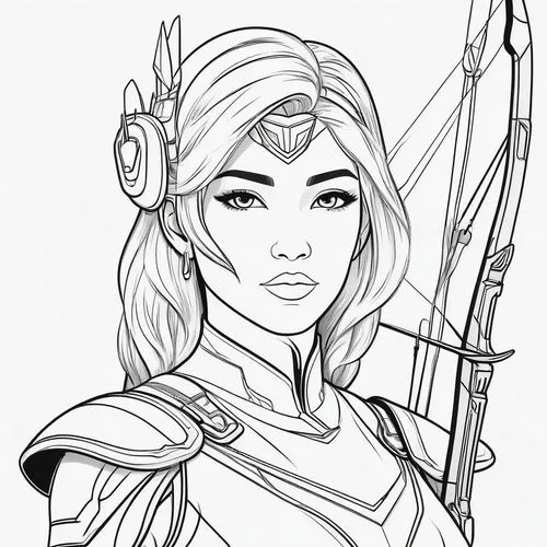 lineart,arrow line art,line art,zarina,mono-line line art,jaina,mono line art,inara,angel line art,aveline,coloring page,kahlan,amihan,athena,janna,inanna,coloring outline,outlines,penciler,female warrior,Illustration,Black and White,Black and White 04