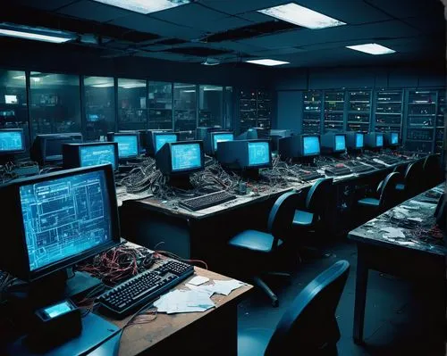 computer room,control desk,the server room,control center,trading floor,stuxnet,datacenter,supercomputers,data center,cyberwarfare,scada,wargames,cyberport,cybertown,cyberinfrastructure,terminals,eurocontrol,microcomputers,cyberscene,computerworld,Illustration,Realistic Fantasy,Realistic Fantasy 31