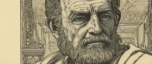 self-portrait,marcus aurelius,king lear,elderly man,hand-drawn illustration,albrecht dürer,asclepius,abraham,old man,julius caesar,pythagoras,book illustration,pen drawing,pencil and paper,cool woodblock images,persian poet,a carpenter,vincent van gogh,vincent van gough,woodcut,Illustration,Black and White,Black and White 28