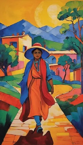 khokhloma painting,peruvian women,woman walking,vietnamese woman,titicaca,indian monk,indigenous painting,bhutan,buddhist monk,tibetan,sapa,antigua guatemala,girl with bread-and-butter,yunnan,bolivia,woman playing,woman at the well,lhasa,cusco,peru i,Conceptual Art,Oil color,Oil Color 25