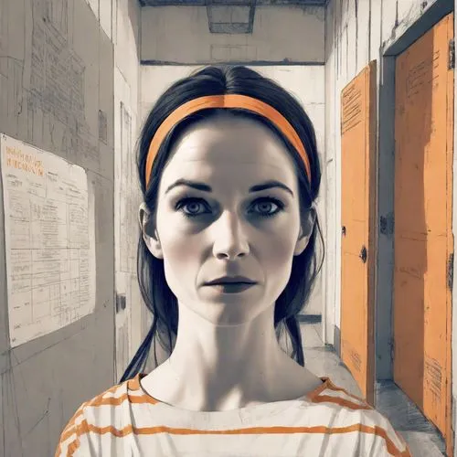 bjork,clementine,headset,head woman,princess leia,geometric ai file,daisy jazz isobel ridley,half life,orange robes,headset profile,girl-in-pop-art,prisoner,orange,nora,aperol,construction helmet,retro woman,female nurse,wireless headset,hardhat,Digital Art,Blueprint