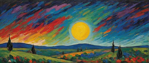 frutti di bosco,tulip field,sun,tulips field,tulip fields,night scene,tuscan,solar field,solar wind,summer solstice,3-fold sun,layer of the sun,bellini,solar eruption,star winds,oil pastels,rising sun,il giglio,moonrise,landscape,Art,Artistic Painting,Artistic Painting 36