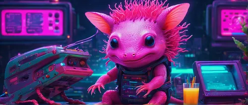 color rat,spike,axolotl,neon drinks,neon cocktails,electric donkey,cyberpunk,pink quill,3d render,80s,aardvark,neon tea,pitaya,3d fantasy,zebru,cynorhodon,firebrat,spiky,mohawk,man in pink,Conceptual Art,Sci-Fi,Sci-Fi 27