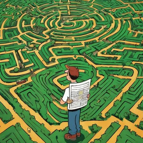 maze,orienteering,navigate,google maps,labyrinth,getting lost,finding,town planning,virtual world,navigation,to explore,exploration,escape route,algorithms,searching,decision-making,sci fiction illustration,growth hacking,meander,augmented reality,Illustration,Paper based,Paper Based 27