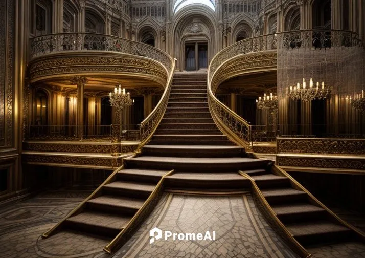 interior of a palace in a storming night,staircase,hall of the fallen,highclere castle,stairway,the throne,winding staircase,versailles,outside staircase,stairs,gold castle,stair,winding steps,royal i