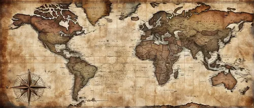 Transport your audience to a bygone era with a weathered old world map.,old world map,world map,map of the world,world's map,map world,continents,map silhouette,the continent,continent,robinson projec