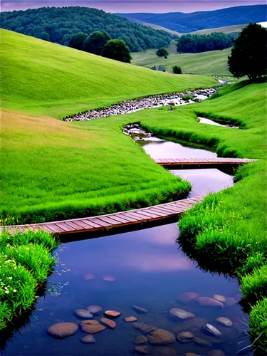 green landscape,river landscape,brook landscape,flowing creek,meadow landscape,nature landscape,landscape nature,beautiful landscape,green meadow,natural landscape,green fields,japan landscape,landscape background,green valley,mountain stream,mountain river,yamada's rice fields,water channel,rolling hills,green meadows,Illustration,Realistic Fantasy,Realistic Fantasy 09