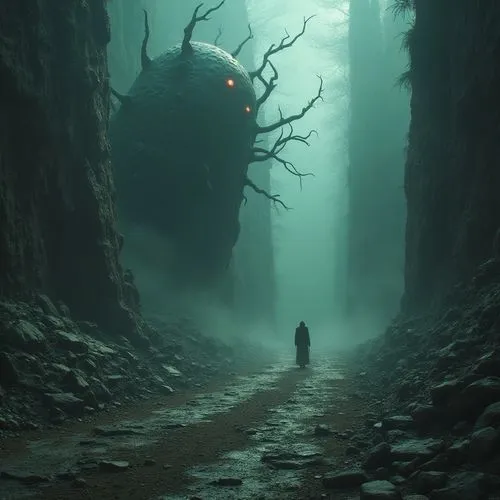 hollow way,valley of death,oxenhorn,the mystical path,the path,descent,dark world,subkingdom,oscura,barren,underdark,fantasy picture,passage,gravemind,undermountain,darklands,zalapski,depths,sci fiction illustration,pilgrimage,Illustration,Realistic Fantasy,Realistic Fantasy 47