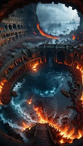 roman coliseum,door to hell,colloseum,italy colosseum,inferno,dante's inferno,Conceptual Art,Fantasy,Fantasy 11