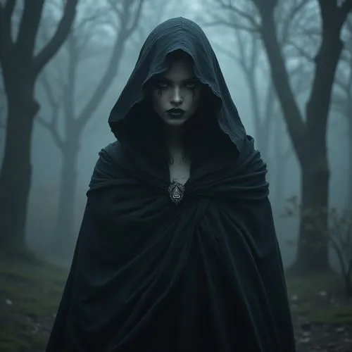 gothic woman,dark gothic mood,gothic portrait,hecate,cloaked,vampire woman