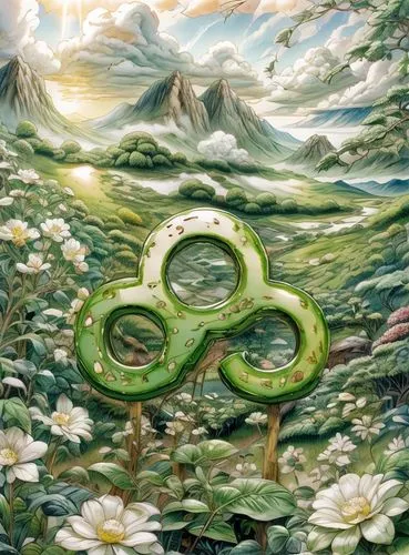 anahata,flora abstract scrolls,natura,mother earth,mushroom landscape,the order of the fields,mantra om,sacred lotus,clover meadow,flora,celtic tree,green meadow,long ahriger clover,lily pad,water-the sword lily,lotus,earth chakra,lily pads,green snake,mother nature