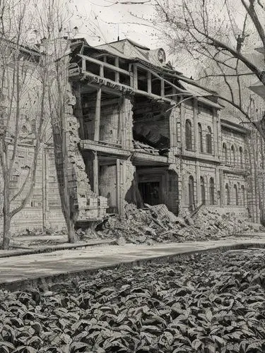 цвет сепия,demolition work,demolition,dilapidated building,abandoned building,abandoned house,destroyed houses,rubble,dilapidated,building rubble,destroyed area,abandoned place,fire damage,the ruins o