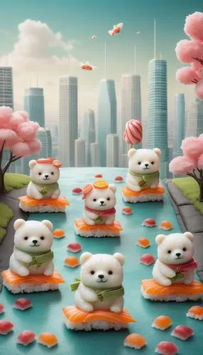 kawaii foods,kawaii food,marshmallow art,snowman marshmallow,sushi art,cupcake background,kamaboko,round kawaii animals,drug marshmallow,kawaii animals,donut illustration,cartoon forest,sushi,kawaii frogs,sweet rolls,kawaii ice cream,sweet pastries,sugar lumps,pastelón,sesame candy,Illustration,Abstract Fantasy,Abstract Fantasy 06