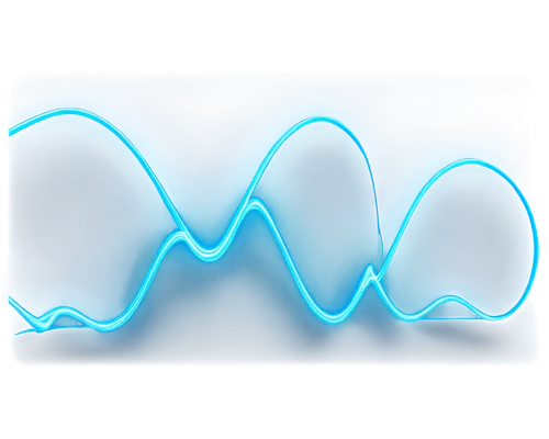 Dynamic whoop sound wave, neon blue glow, futuristic metallic texture, rounded edges, 3D render, high-tech laboratory background, close-up shot, shallow depth of field, vibrant color tone, energetic c