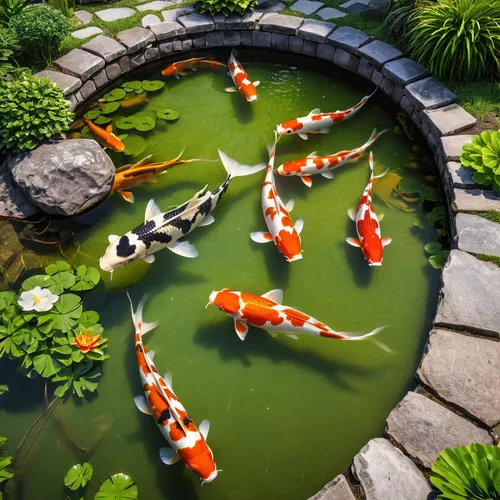 koi pond,koi fish,koi carps,koi carp,koi,fish pond,japanese garden ornament,ornamental fish,garden pond,fish in water,fishes,lily pond,pond plants,frog gathering,japanese garden,aquarium decor,jazz frog garden ornament,doctor fish,school of fish,hawaii doctor fish,Photography,General,Realistic