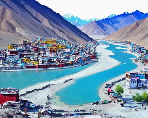 ladakh,tibet,world digital painting,leh,himalayas,himalaya,everest region,gokyo ri,xinjiang,pamir,nepal,teal blue asia,annapurna,himalayan,fishing village,tibetan,the pamir highway,potala,gilnyangyi,ganga,Conceptual Art,Fantasy,Fantasy 14