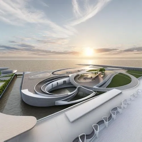 futuristic architecture,futuristic art museum,helipad,sky space concept,infinity swimming pool,solar cell base,ordos,autostadt wolfsburg,futuristic landscape,roof landscape,spaceports,renderings,helipads,blavatnik,roof terrace,penthouses,3d rendering,ksc,skolkovo,4 turbines,Common,Common,Natural