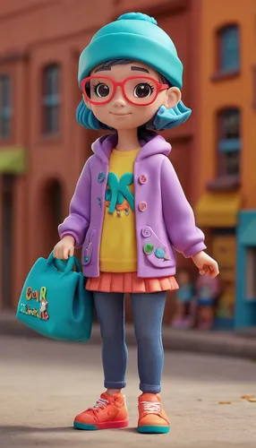 agnes,fashionable girl,cute cartoon character,fashionista,fashion girl,television character,barb,3d model,librarian,fashionable,3d render,cartoon doctor,louise,rockabella,angelica,marie leaf,cartoon character,stylish,vector girl,kids glasses,Unique,3D,Clay