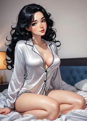 woman on bed,shadman,girl in bed,zatanna,asian woman,fujiko,Illustration,American Style,American Style 13