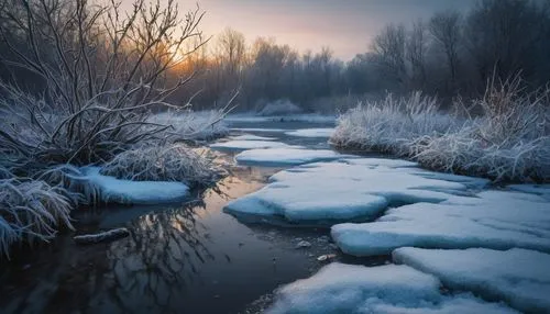 winter landscape,winter morning,ice landscape,flowing creek,frozen water,winter light,hoarfrost,winter dream,snowy landscape,winter magic,snow landscape,landscape photography,the first frost,morning frost,wintry,reeds wintry,frozen ice,winter forest,winter background,jordan river,Photography,General,Fantasy