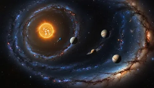 planetary system,binary system,saturnrings,io centers,bar spiral galaxy,spiral galaxy,copernican world system,solar system,inner planets,v838 monocerotis,spiral nebula,the solar system,galilean moons,galaxy soho,trajectory of the star,space art,celestial bodies,andromeda,planets,ophiuchus,Photography,General,Natural