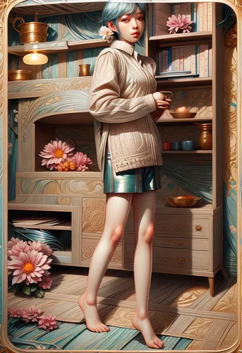 girl in the kitchen,apothecary,cooking book cover,housekeeper,girl with bread-and-butter,pantry,cosmetics counter,shopkeeper,chef's uniform,digiscrap,housekeeping,life stage icon,zodiac sign libra,chef,confectioner,cookery,doll kitchen,capsule-diet pill,guk,tea tin