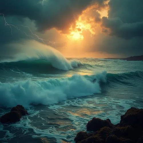 sea storm,stormy sea,seascape,ocean waves,tempestuous,seascapes,Illustration,Realistic Fantasy,Realistic Fantasy 29